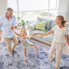 LOOM & LUXE Blue Area Rug 5x8, Washable Rug, Low-Pile, Non-Slip, Non-Shedding, Foldable, Kid & Pet Friendly - Area Rugs for living room, bedroom, kitchen (Blue, 5' x 8')