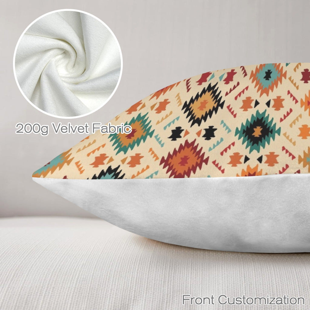 Cream Aztec Velvet Soft Throw PIllow Case Made in America Baha Ranch Western Wear
