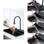 Pull-out Facuet Single Bowl Sink Kitchen Vegetable Sink 304 Whale Waterfall Sink Stainless Steel Dish Sink Vegetable Sink Household Vegetable Washing Basin