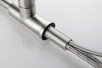 Single Handle High Arc Brushed Nickel Pull Out Kitchen Faucet,Single Level Stainless Steel Kitchen Sink Faucets with Pull Down Sprayer