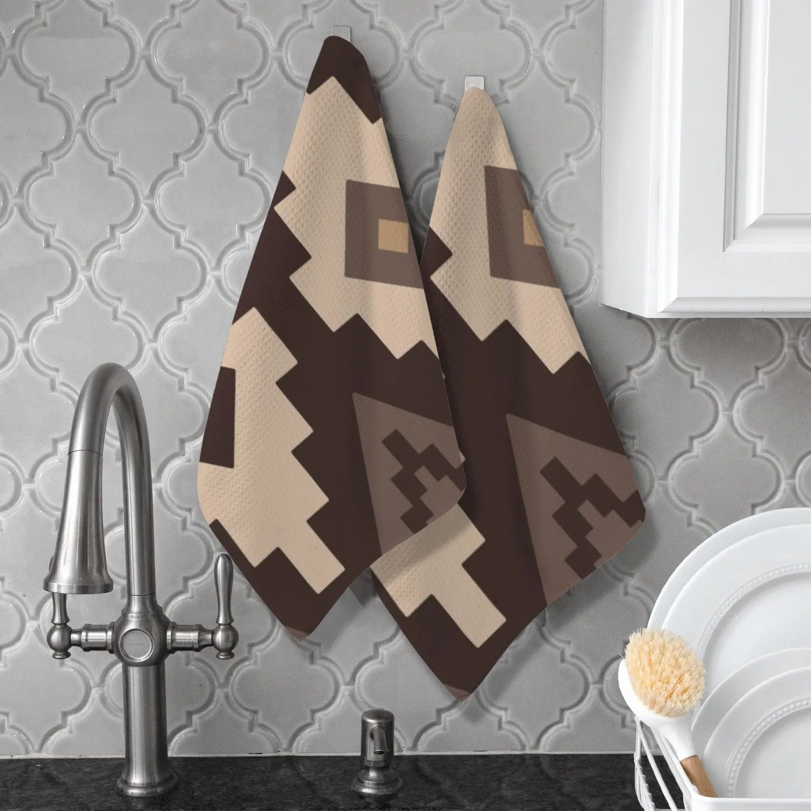 Earth Aztec Set of 2 Dish Towels Kitchen Towel Made in America Baha Ranch Western Wear