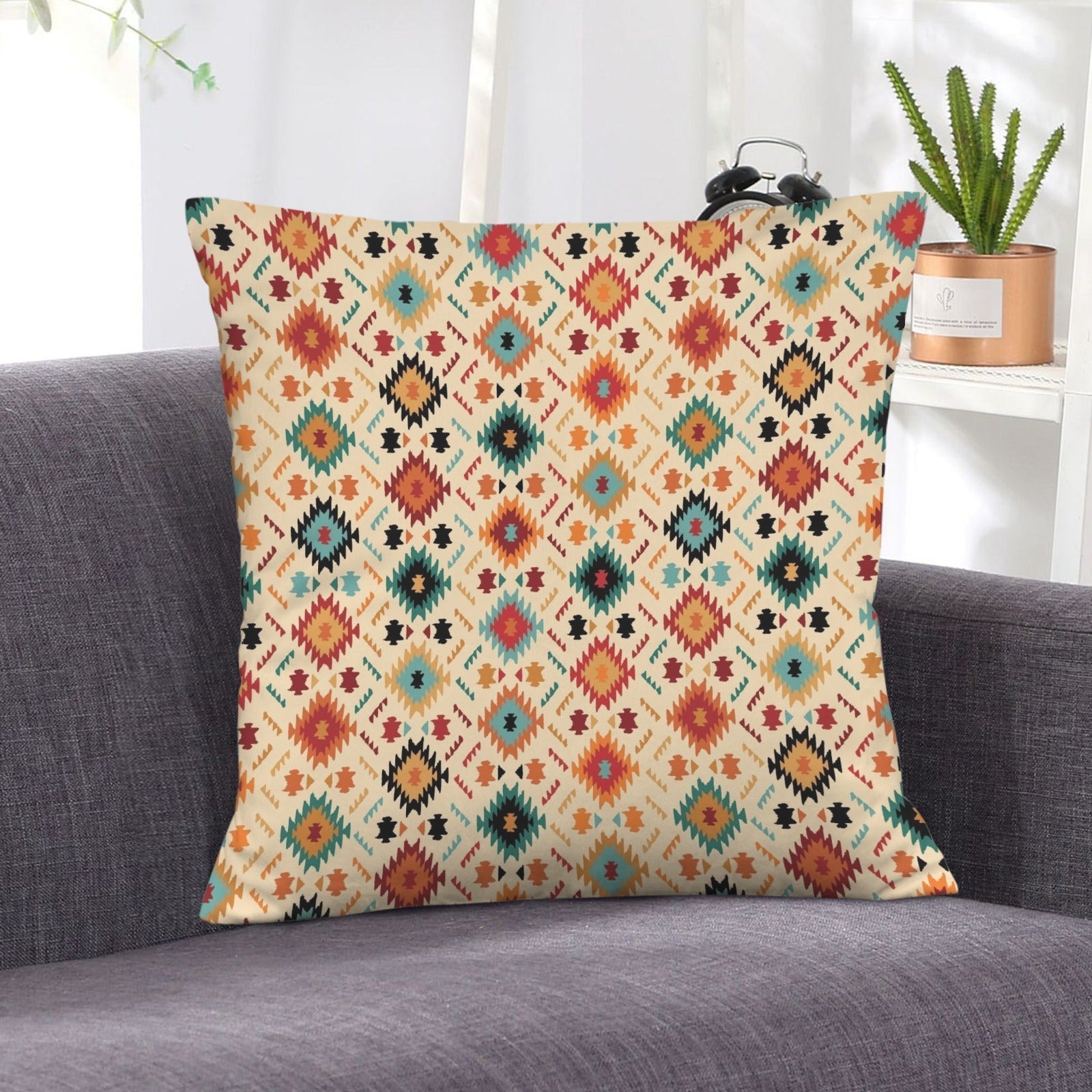 Cream Aztec Velvet Soft Throw PIllow Case Made in America Baha Ranch Western Wear