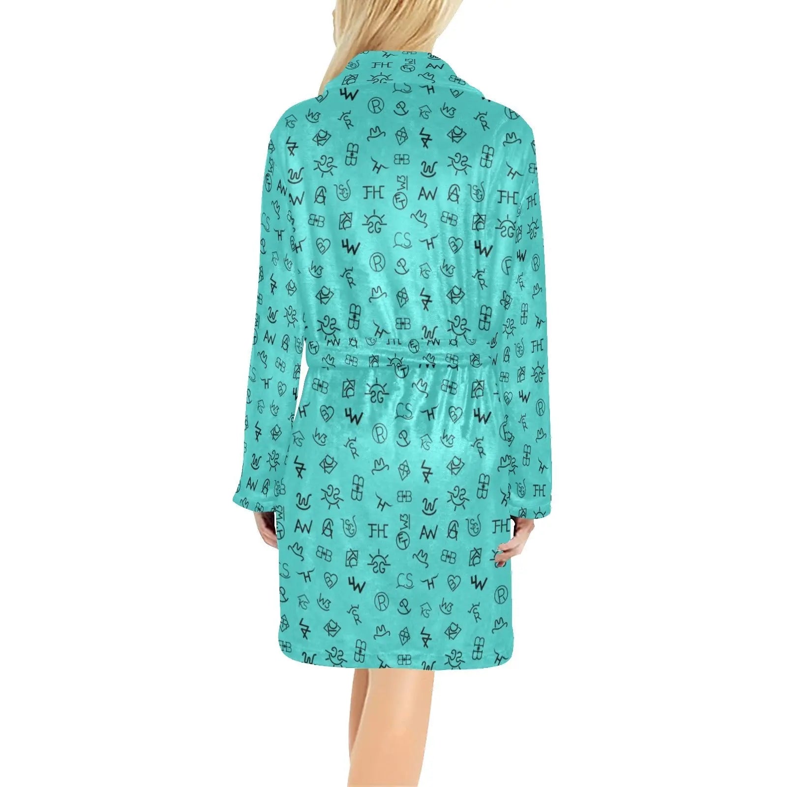 Turquoise Cattle Brands Women's Western Bath Robe Baha Ranch Western Wear