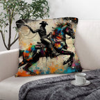 Painted Cowboy Throw Pillo Case Made in America Baha Ranch Western Wear