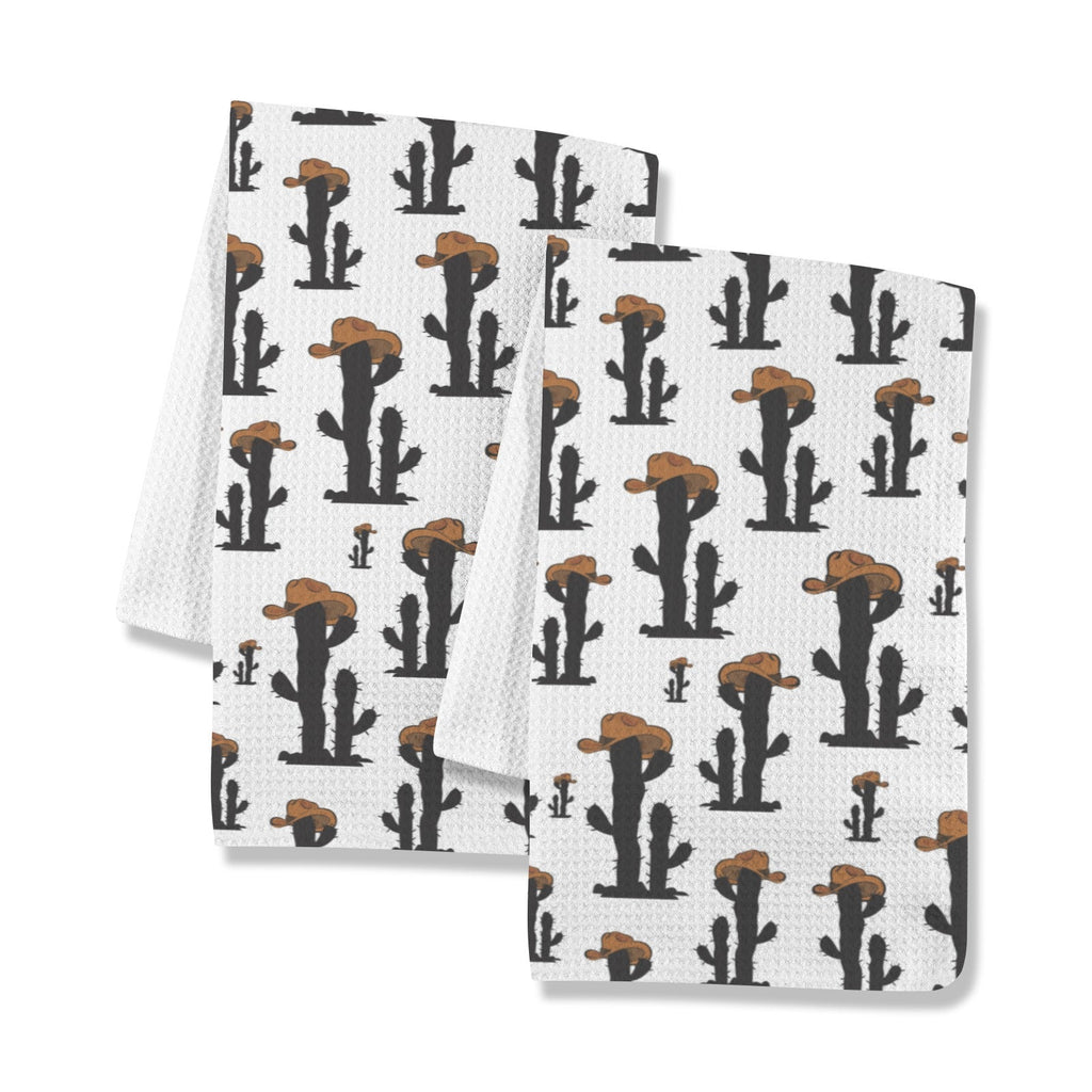 Cowboy Cactus Set of 2 Kitchen Dish Towels Made in America Baha Ranch Western Wear