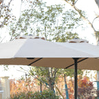 14.8 Ft Double Sided Outdoor Umbrella Rectangular Large with Crank ( khaki )(No Base)