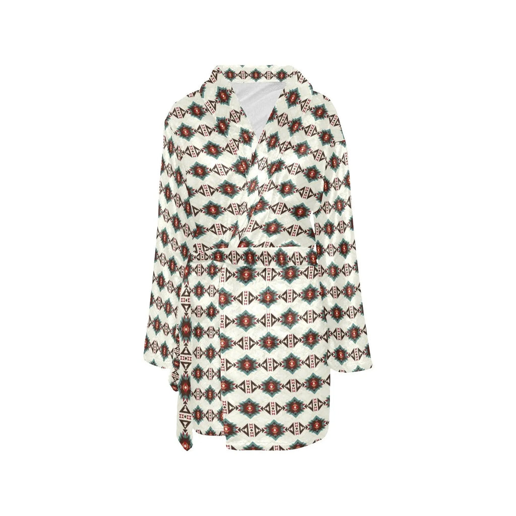 White Aztec Women's Western Bath Robe Baha Ranch Western Wear