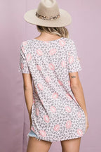 BiBi Leopard Lips Print Top V Neck Top