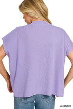 Zenana Viscose Mock Neck Short Sleeve Boxy Sweater