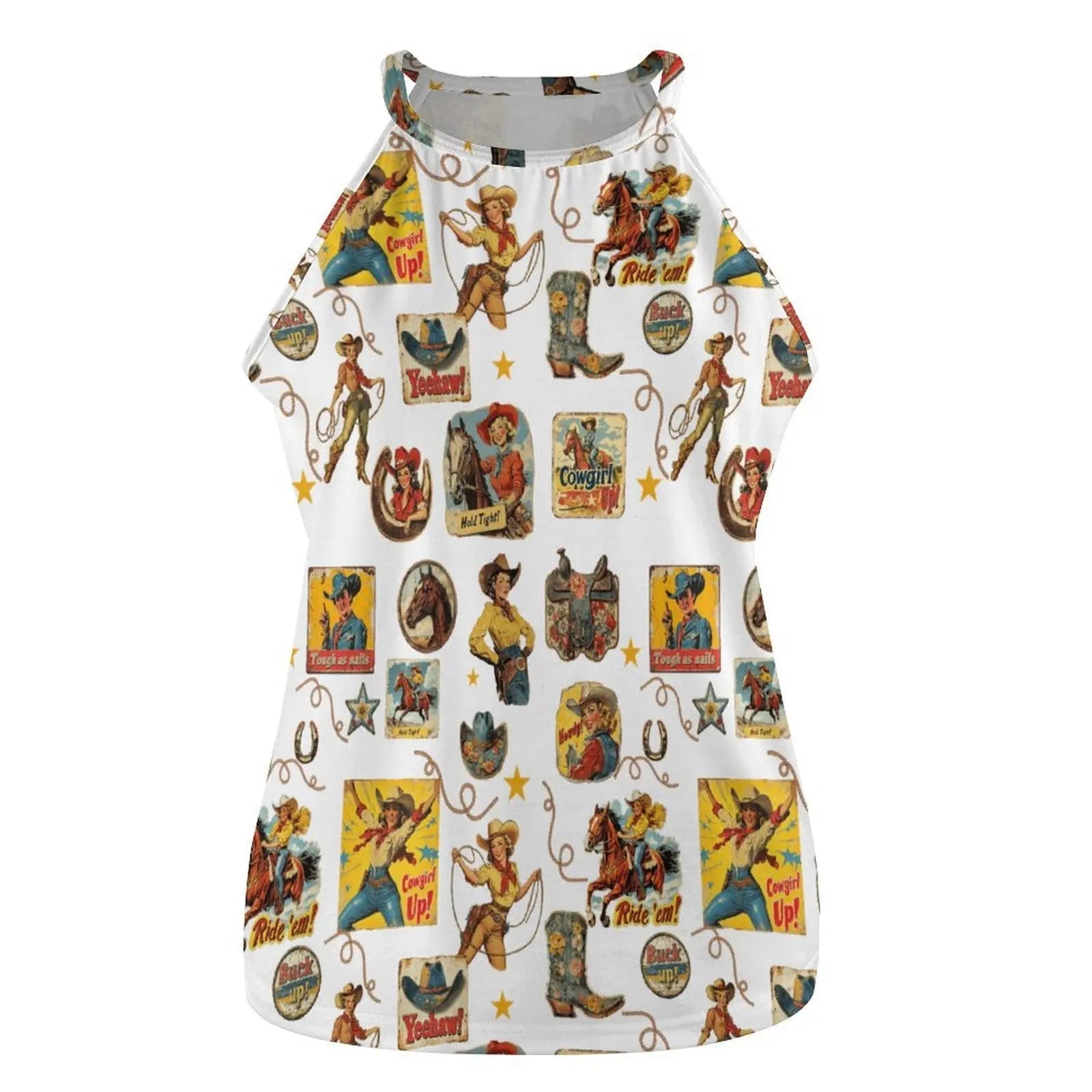 Baha Ranch Vintage Cowgirl Collage Western Tank Top Baha Ranch Western Wear