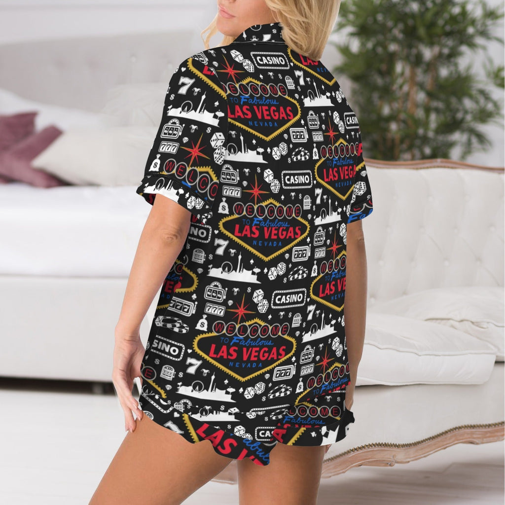 Baha Ranch Viva Las Vegas Western Satin Ruffle Pajama Set Baha Ranch Western Wear