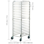 Bun Pan Rack, 20-Tier Commercial Bakery Racks with Brake Wheels, Aluminum Racking Trolley Storage for Half & Full Sheet, Speed Rack For Kitchen Home, Bread Baking Equipment, 26'L x 20.4'W x 70'H
