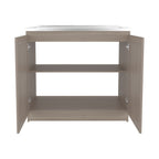 Utility Sink Cabinet 36' H, 2 Doors, 2 Shelves, White Oak - Kitchen