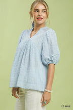 Umgee Textured Puff Sleeve Blouse
