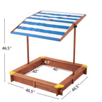 Kids Sandbox with Cover, 46' Wooden Sand Box w/Adjustable Canopy, Large Outdoor Cedar Sandpit for Backyard Play