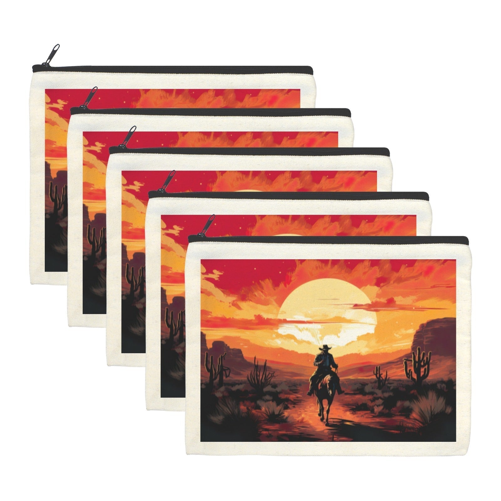 Baha Ranch Western Cowboy Sunset Cosmetic Bag Pack of 5 Made in America Baha Ranch Western Wear