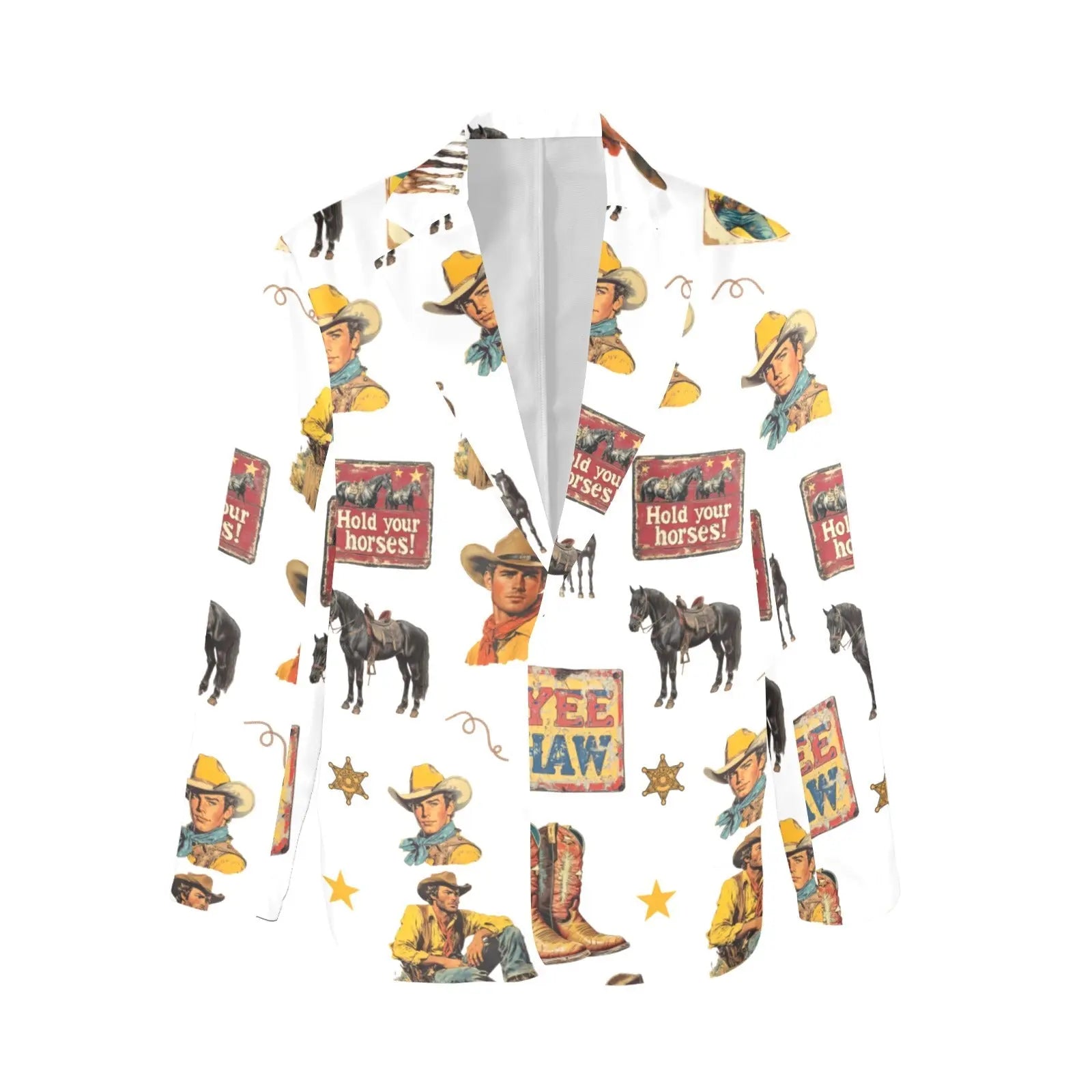 Baha Ranch Vintage Cowboy Collage Western Women's Blazer Baha Ranch Western Wear