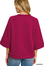Zenana Scuba 3/4 Sleeve Pullover