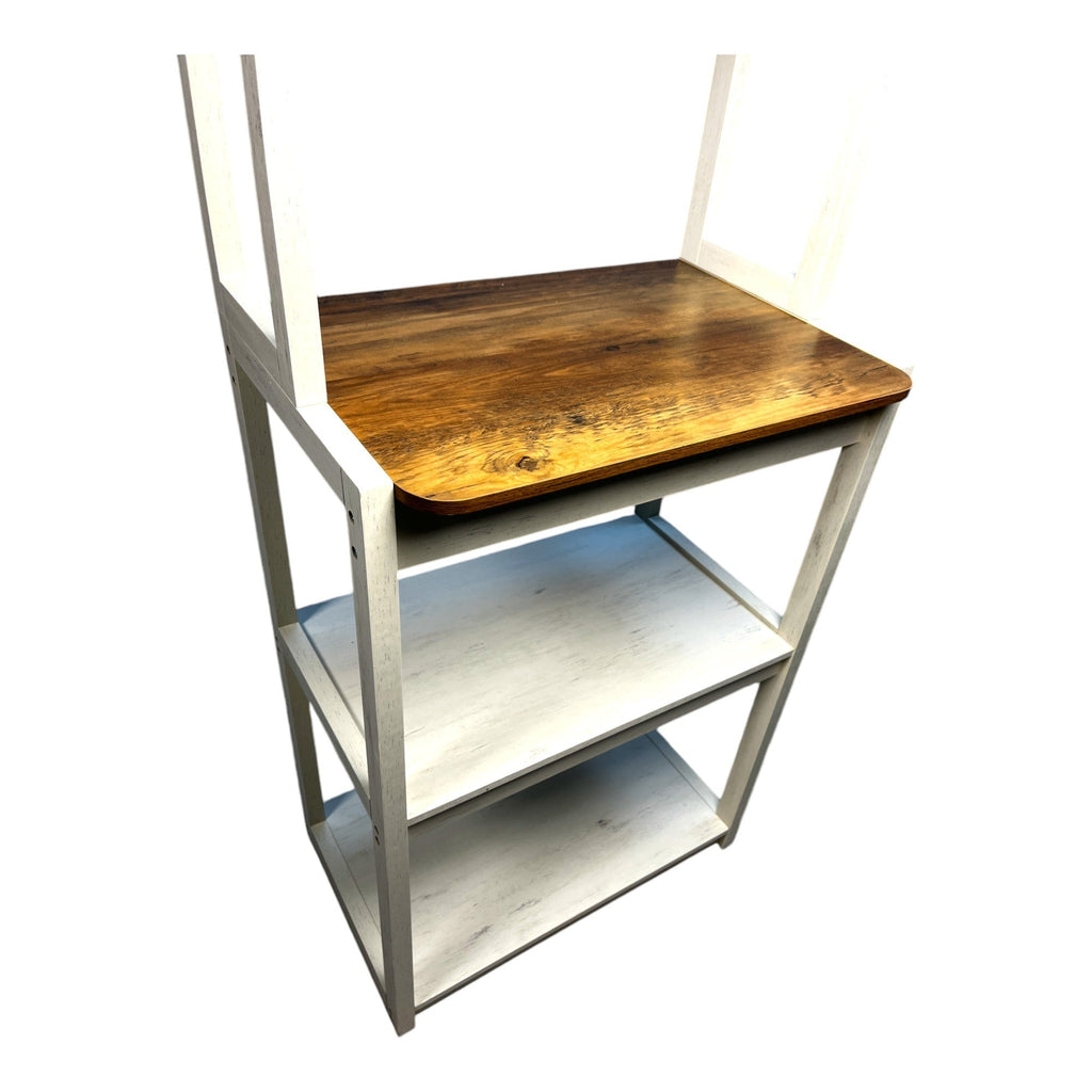 23.62' White and Rustic Brown color 5-Tier Bakers Rack for Kitchen with Storage, Coffee Bar, Kitchen Shelves, Microwave Stand