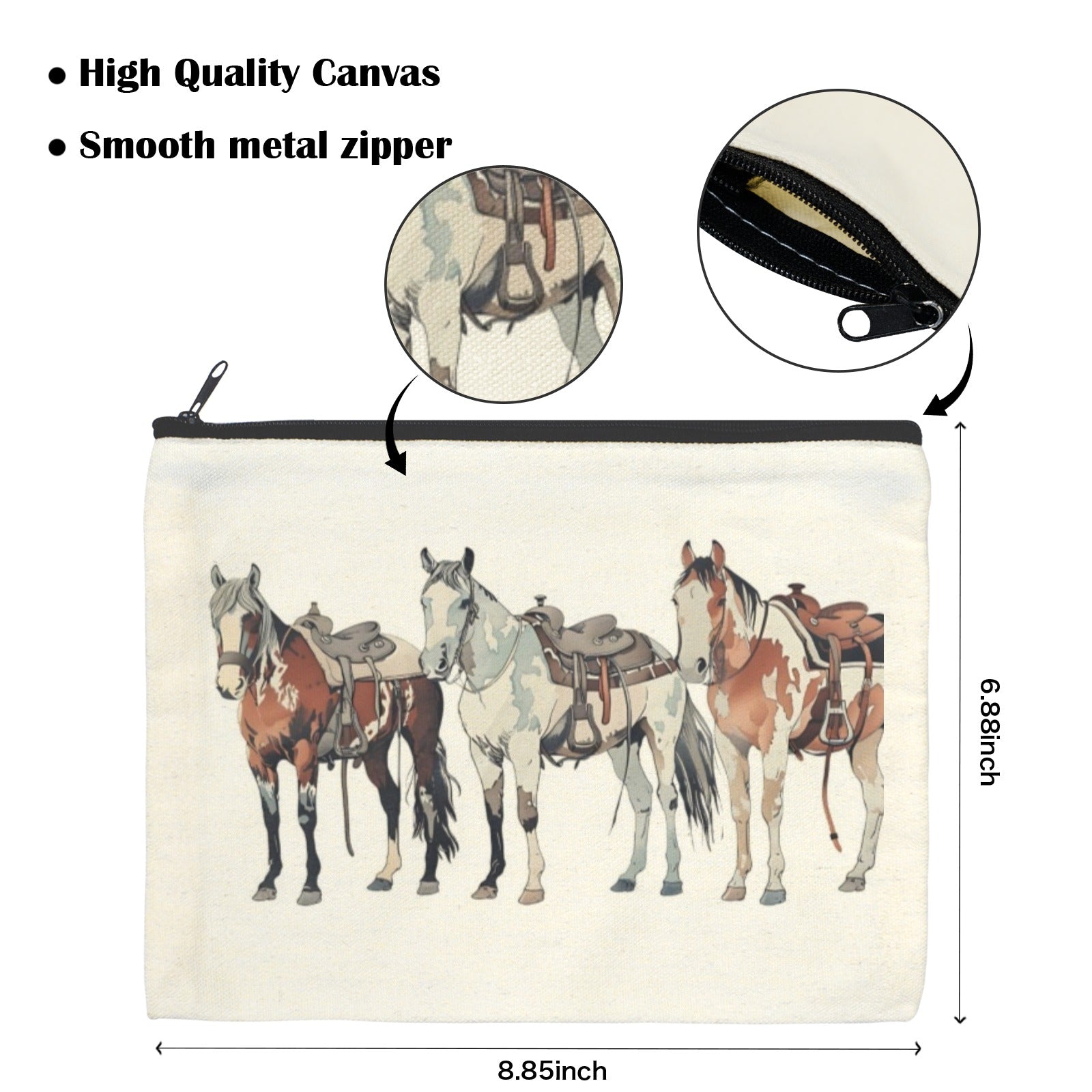 Painted Ranch Horses Cosmetic Bag Pack of 5 Made in America Baha Ranch Western Wear