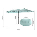 14.8 Ft Double Sided Outdoor Umbrella Rectangular Large with Crank ( khaki )(No Base)