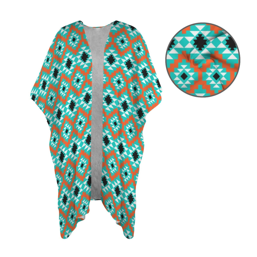 Baha Ranch Turquoise Aztec Duster Kimono Coverup Baha Ranch Western Wear