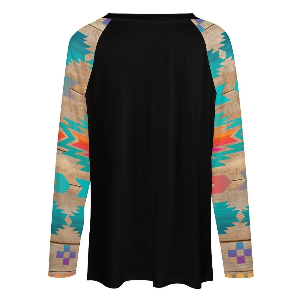 Baha Ranch Western Native Wolf Long Sleeve Tee Baha Ranch Western Wear
