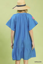 Umgee Embroidered Shoulder Dress