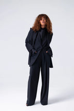 Deep Black Double-Breasted Virgin Wool Blazer | Liza Blazer ETNA