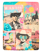 Pop Western Collage Throw Blanket Ultra-Soft Micro Fleece Blanket 60" x 80" Made in America Baha Ranch Western Wear