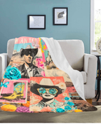 Pop Western Collage Throw Blanket Ultra-Soft Micro Fleece Blanket 60" x 80" Made in America Baha Ranch Western Wear