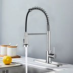 Kitchen Faucet with Pull Down Sprayer Industrial 1 Handle 1 Hole Or 3 Hole Faucet for Farmhouse Camper Laundry Utility Rv Wet Bar Sinks, Stainless Steel, Chrome