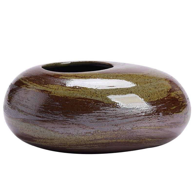 Ceramic Vase Vintage Dried Flower Stoneware Home Crafts Ornaments