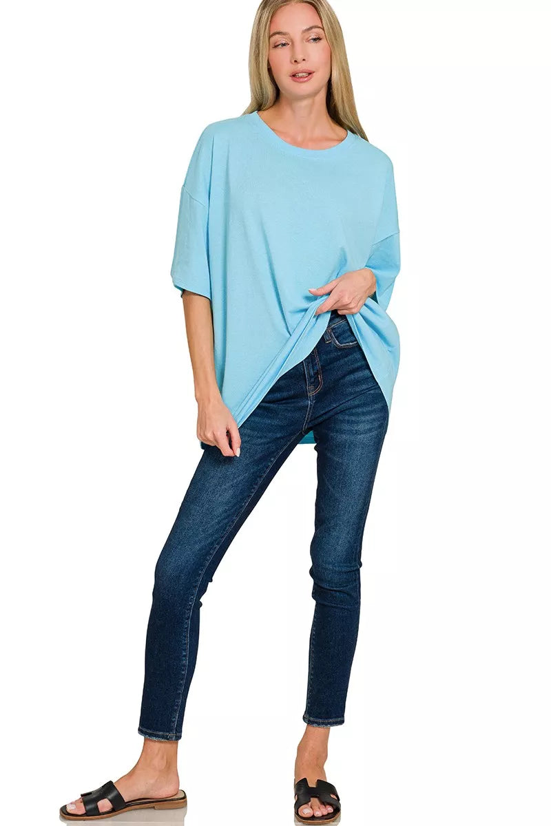 Zenana Cotton Short Sleeve Oversized Tunic Tee