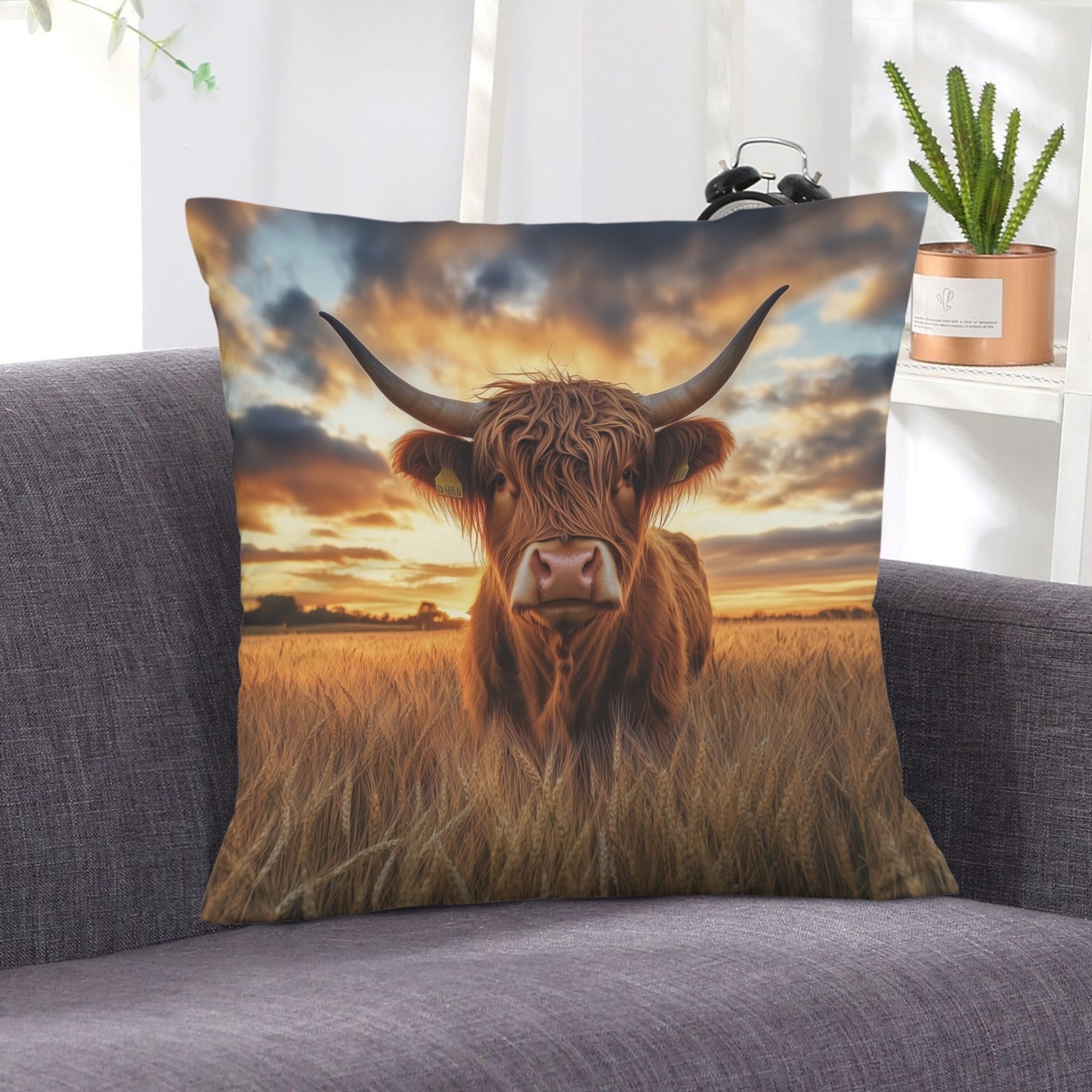 Baha Ranch Beautiful Highland Velvety Soft Pillow Cover Made in America Baha Ranch Western Wear