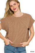 Zenana Raised Rib Cap Sleeve Top