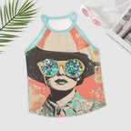 Baha Ranch Turquoise Cowgirl Retro Pop Western Tank Top Baha Ranch Western Wear