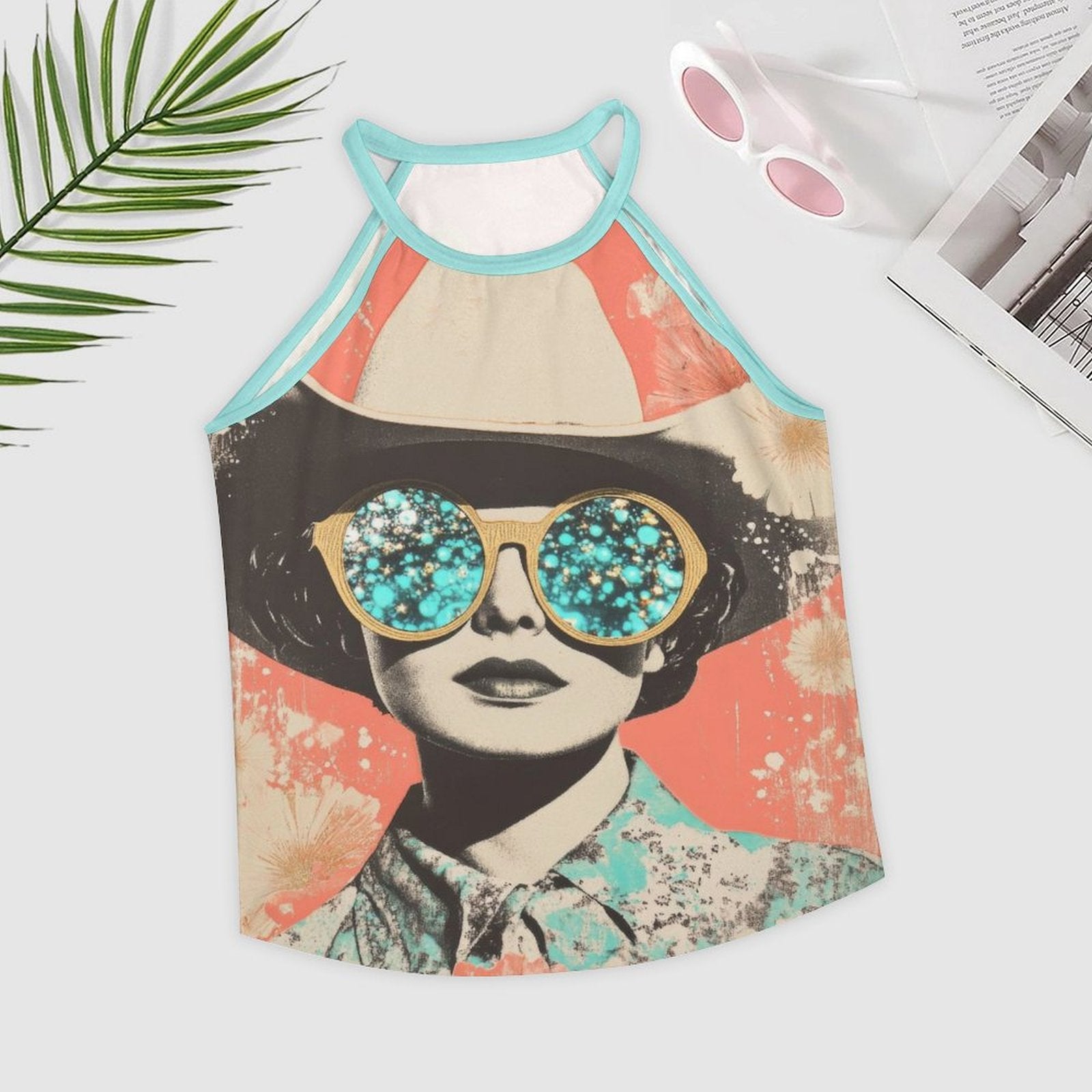 Baha Ranch Turquoise Cowgirl Retro Pop Western Tank Top Baha Ranch Western Wear