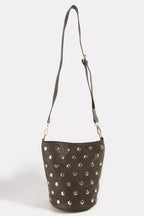 Fame Studded Leather Bucket Bag
