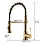Commercial Black and Gold Kitchen Faucet with Pull Down Sprayer, Single Handle Single Lever Kitchen Sink Faucet