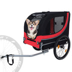 Large Folding Bike Trailer for Dogs – 66LB Capacity All-Terrain Pet Carrier, Durable Steel Frame for Cycling, Jogging, Camping & Outdoor Adventures, Black- Red