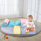 Soft Climb and Crawl Foam Playset 6 in 1, Soft Play Equipment Climb and Crawl Playground for Kids,Kids Crawling and Climbing Indoor Active Play Structure