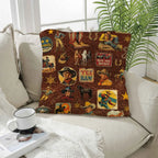 Vintage Cowboy Collage Western Throw Pillow Case Made in America Baha Ranch Western Wear