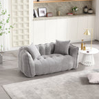 Cozy Beanbag Chair with High Resilience Foam Core for Two - Grey Chenille, 66x35x25 inches