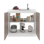 Salento Freestanding Sink, Double Door Cabinet, Two Shelves, White / Ligth Grey