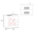 Salento Freestanding Sink, Double Door Cabinet, White / Smokey Oak