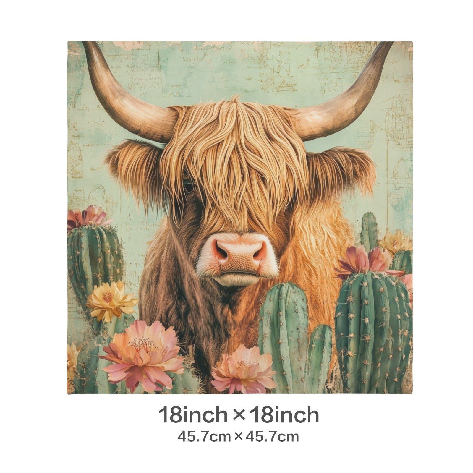 Baha Ranch Cactus Highland Velvety Soft Throw Pillow Cover Made in America Baha Ranch Western Wear