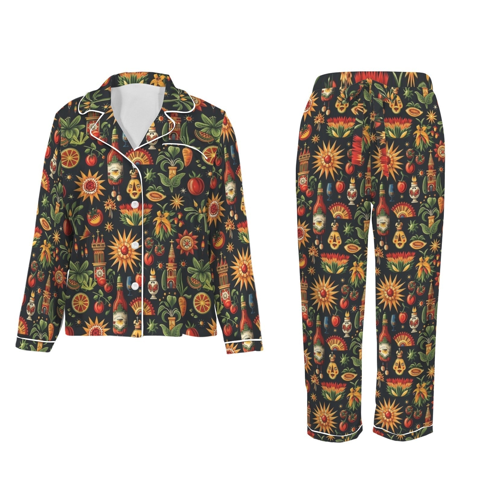Baha Ranch Colores De Mexico - Mexican Culture Satin Pajamas Baha Ranch Western Wear