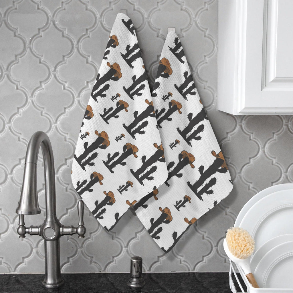 Cowboy Cactus Set of 2 Kitchen Dish Towels Made in America Baha Ranch Western Wear