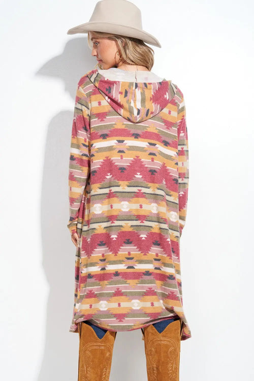 Aztec Hooded Cardigan Made in America Baha Ranch Western Wear